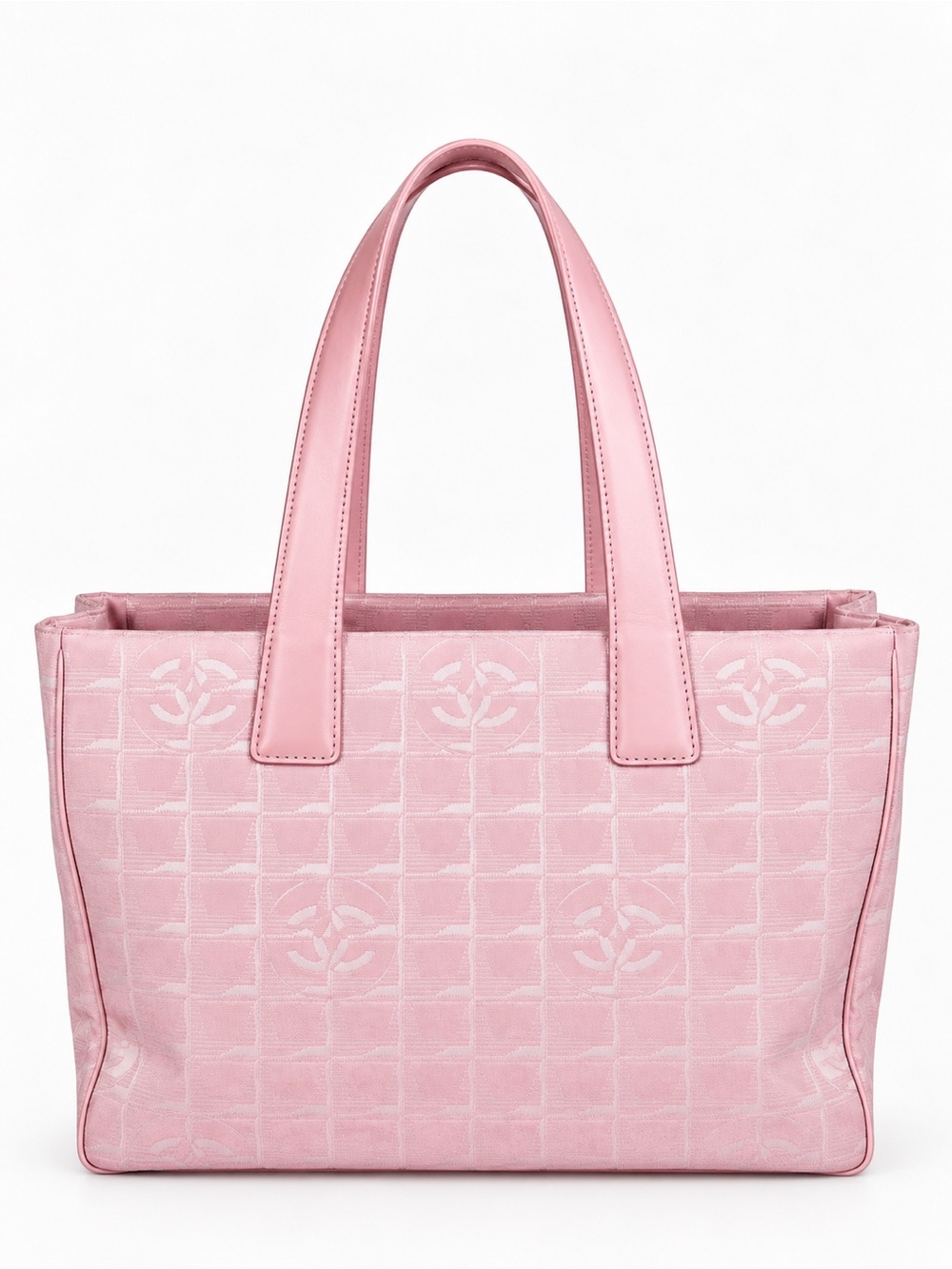 CHANEL Pink CC logo Travel  Ligne Tote
